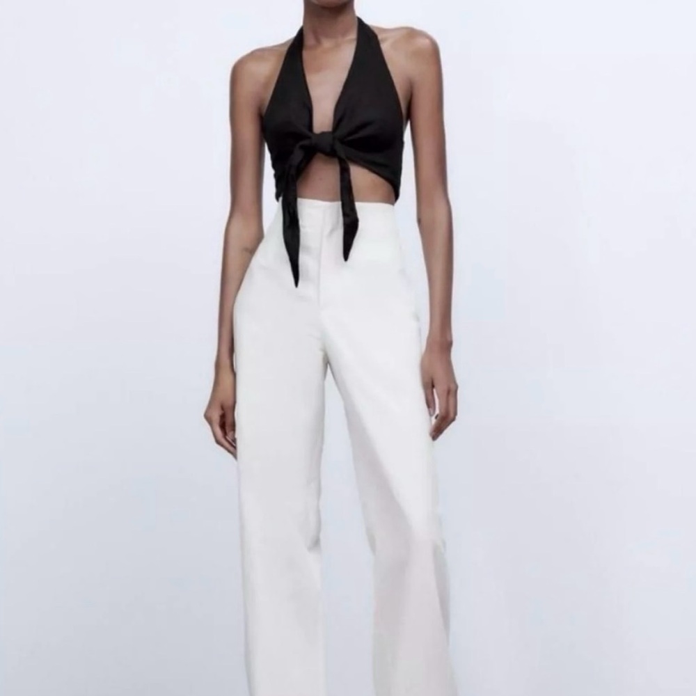 NEW Zara 100% linen front tie halter top - Picture 7 of 8